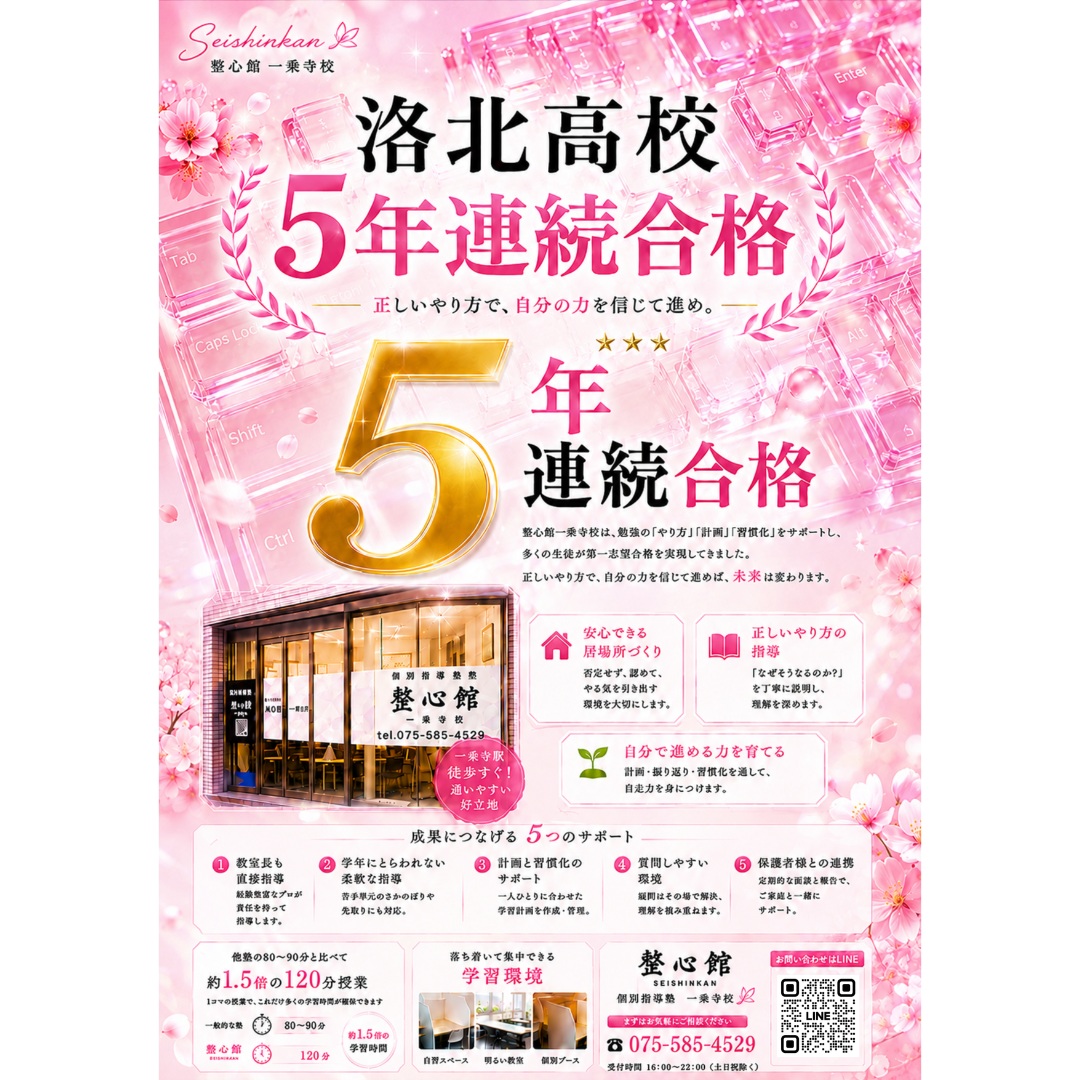 洛北高校
5年連続合格です！